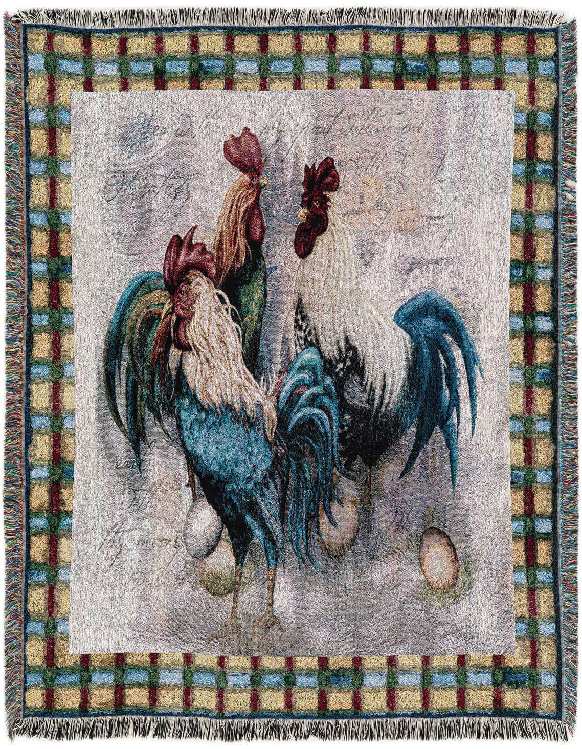 Primary image 4' 6 x 6' Rooster Trio Throw Blanket