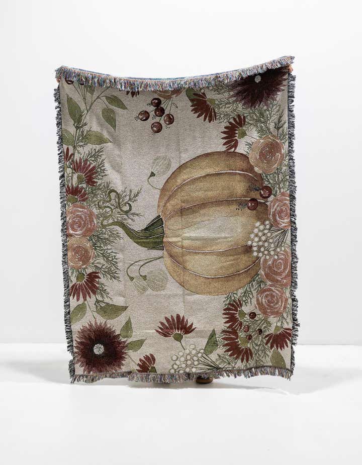 135cm x 185cm Watercolor Pumpkin Throw Blanket
