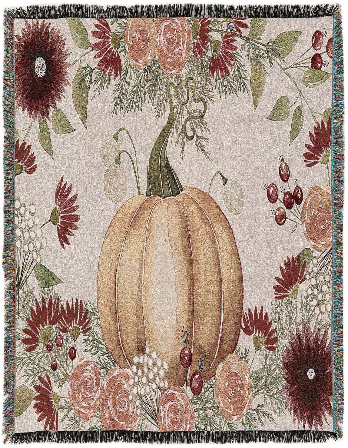 Primary image 4' 6 x 6' Watercolor Pumpkin Throw Blanket