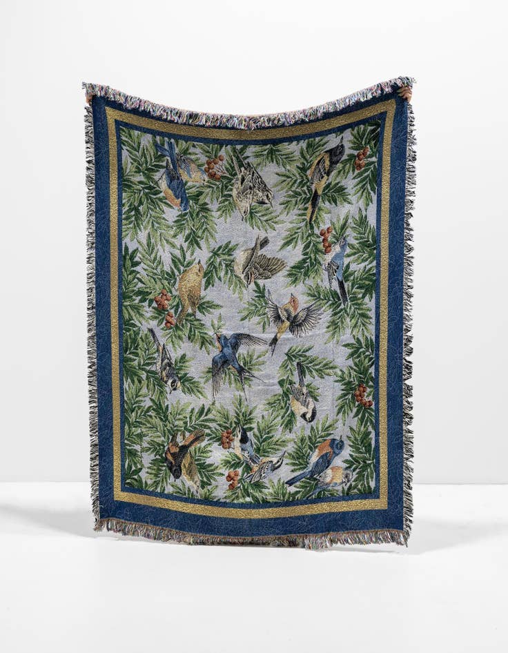 Detail image of 4' 6 x 6' Songbirds Throw Blanket