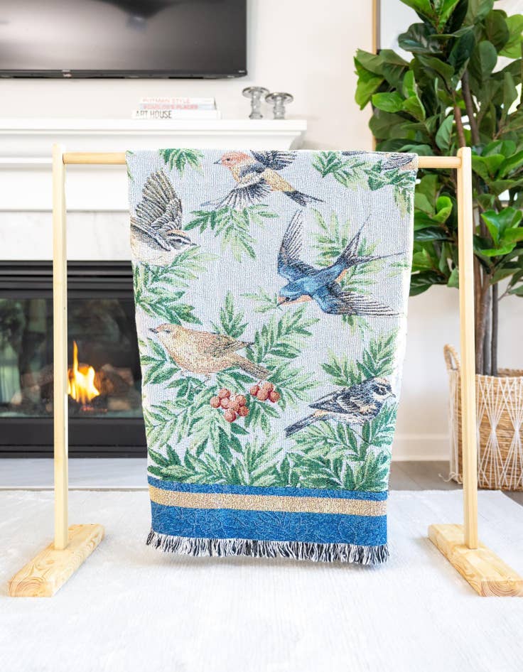 Detail image of 4' 6 x 6' Songbirds Throw Blanket