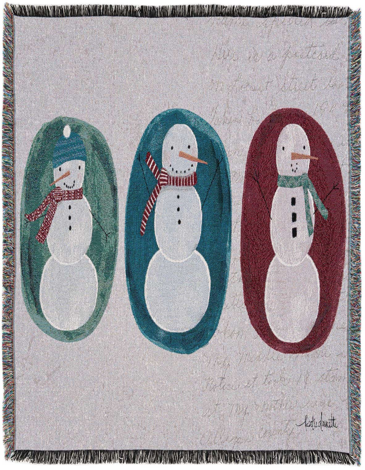 Primary image 4' 6 x 6' Friendly Snowmen Throw Blanket
