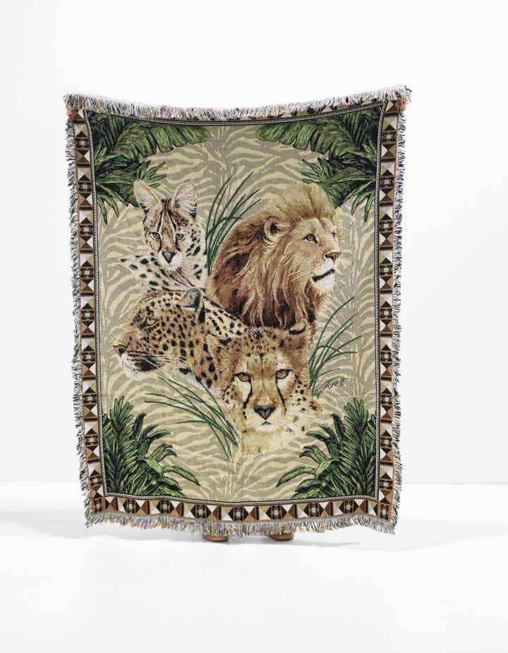 135cm x 185cm Big Cats Throw Blanket