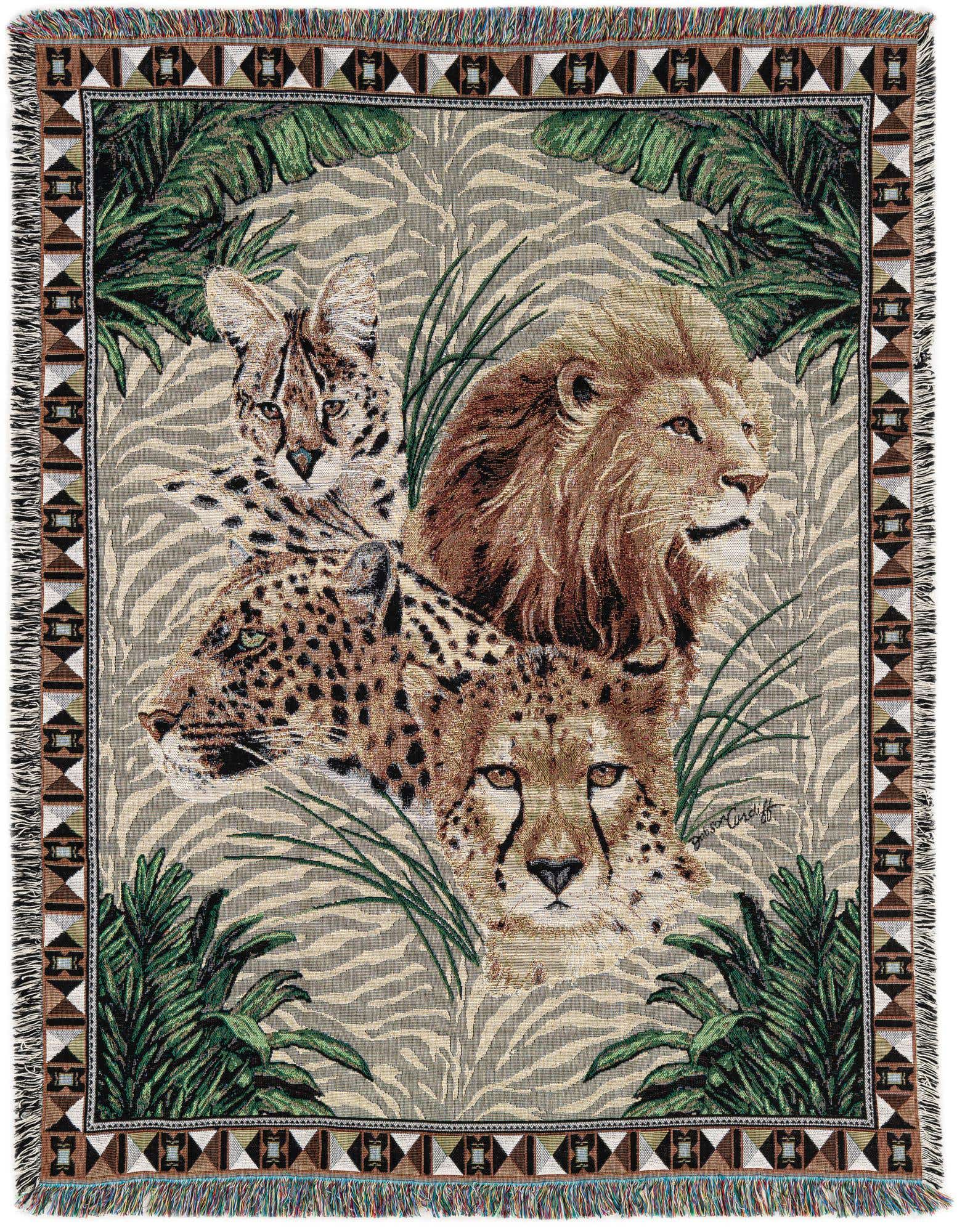 4' 6 x 6' Big Cats Throw Blanket