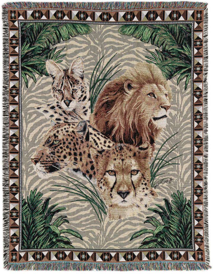 135cm x 185cm Big Cats Throw Blanket
