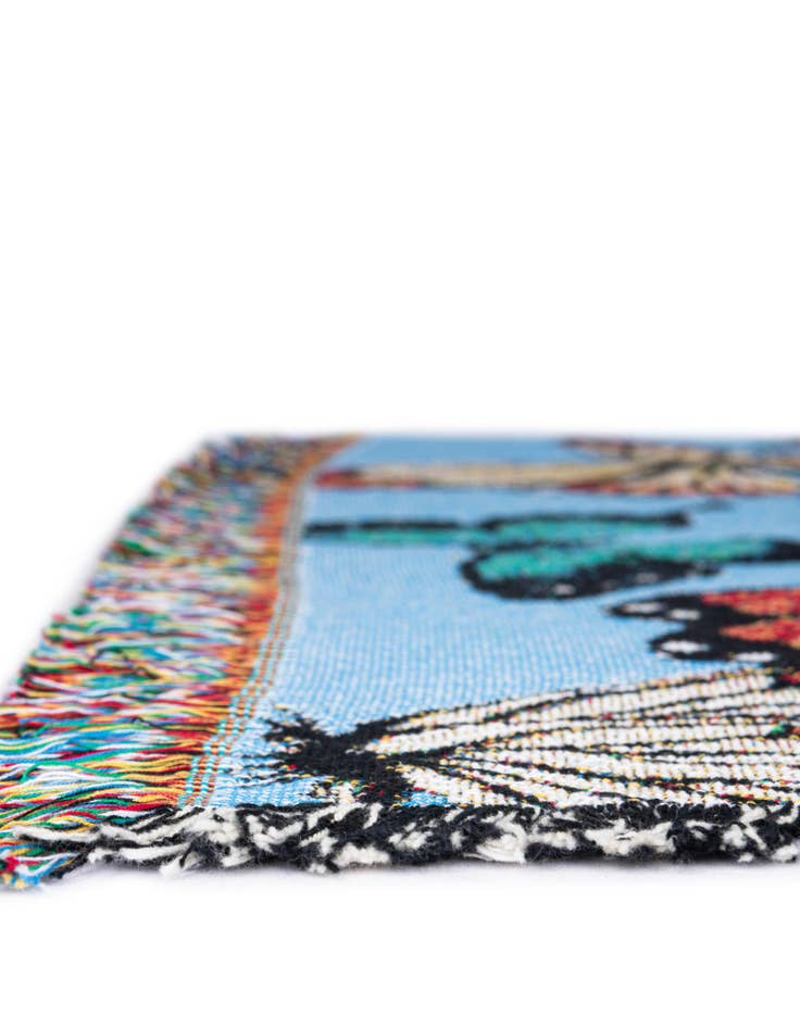 Detail image of 4' 6 x 6' Fluttering Butterflies Light Blue Throw Blanket