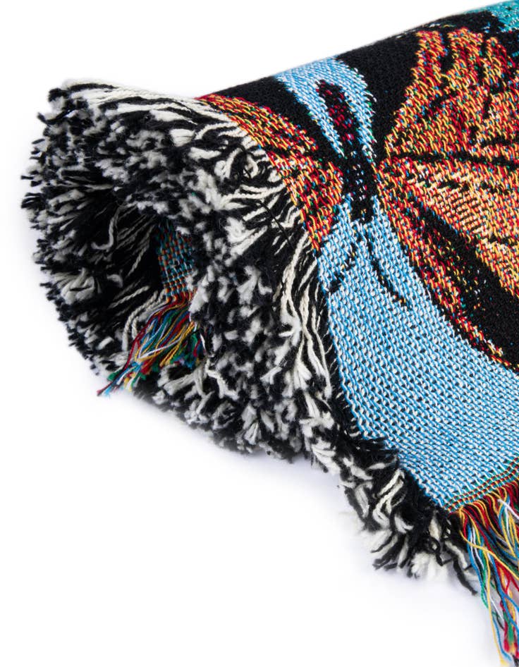 Detail image of 4' 6 x 6' Fluttering Butterflies Light Blue Throw Blanket