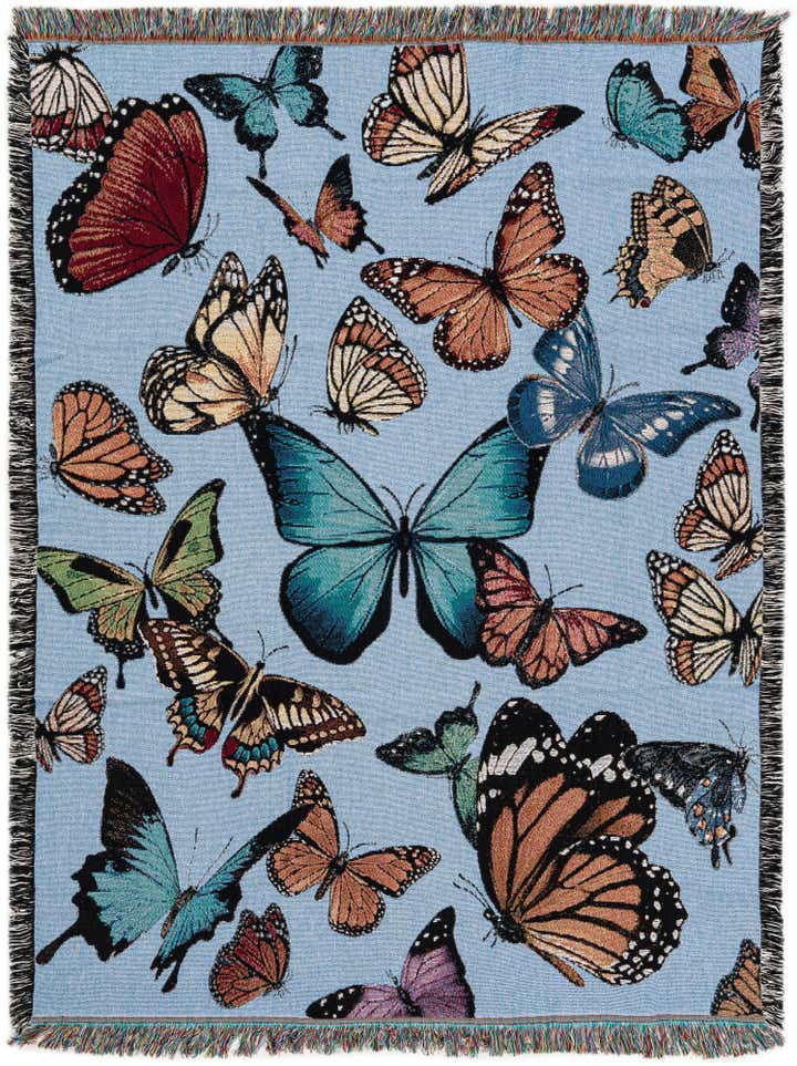 135cm x 185cm Fluttering Butterflies Light Blue Throw Blanket