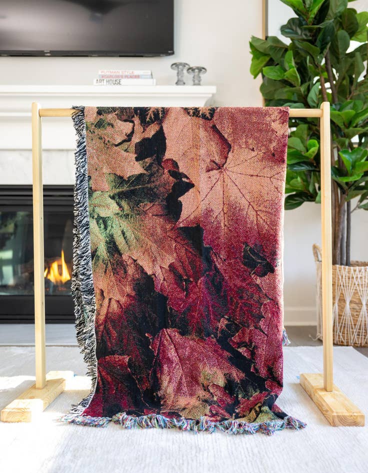 Detail image of 4' 6 x 6' Fallen Leaves Throw Blanket