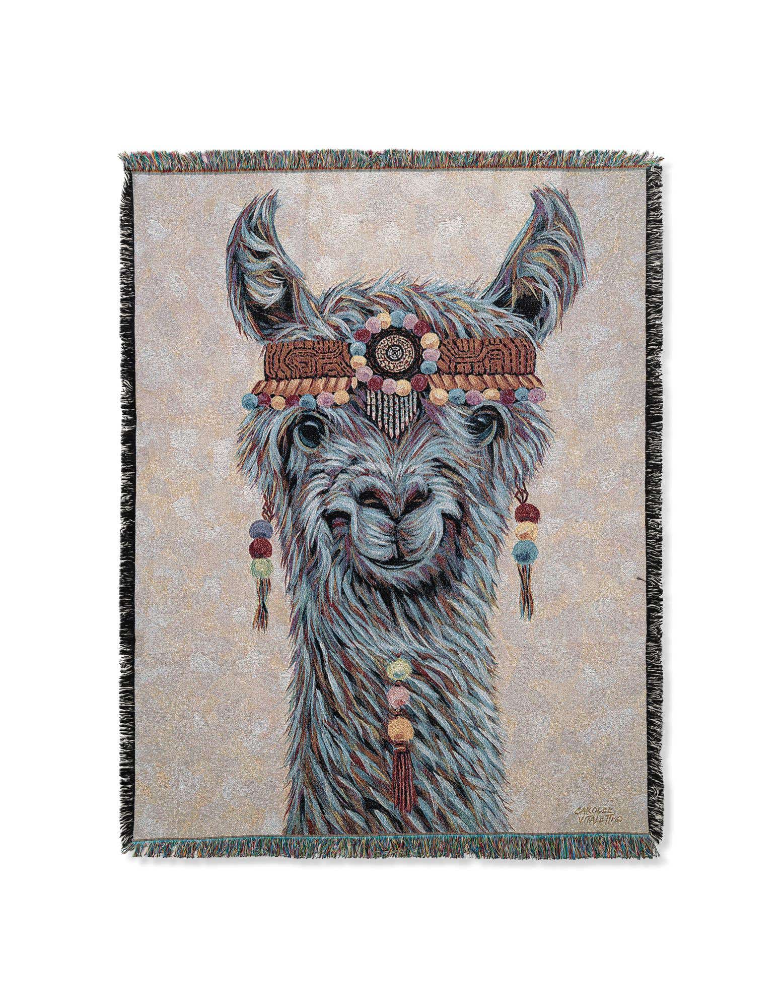 Primary image 4' 6 x 6' Hippie Llama Throw Blanket