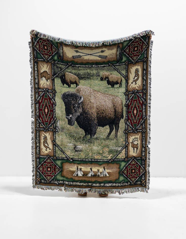Detail image of 4' 6 x 6' Buffalo Lodge Throw Blanket