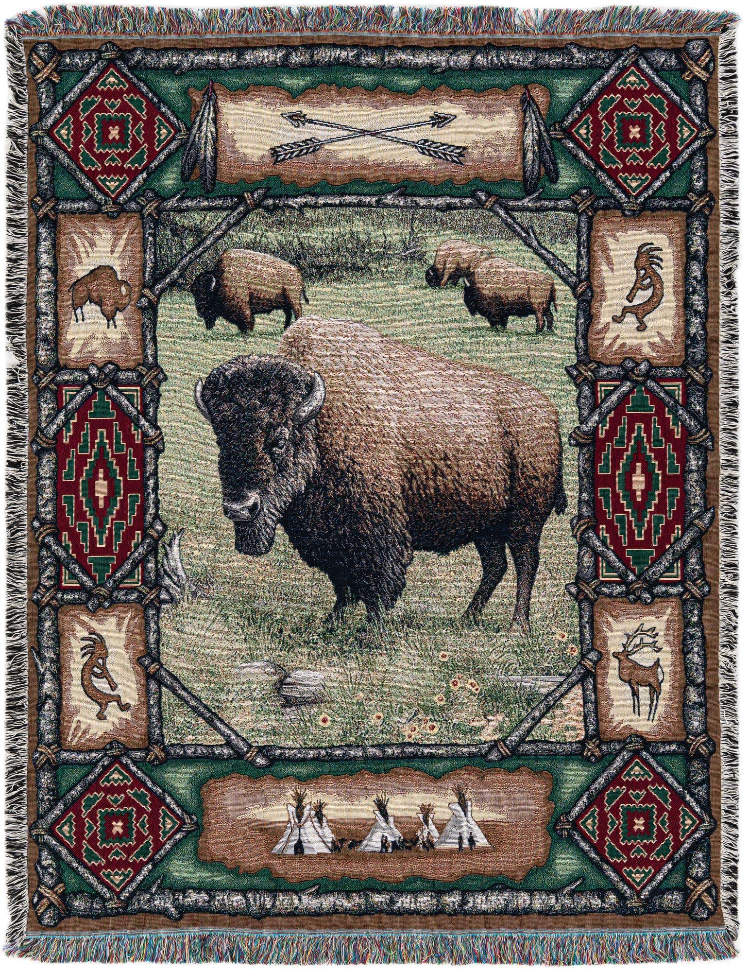 Primary image 4' 6 x 6' Buffalo Lodge Throw Blanket
