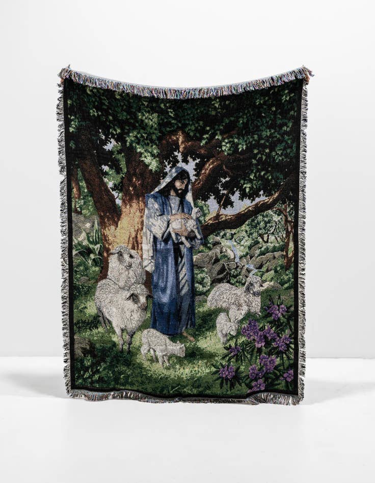 Detail image of 4' 6 x 6' Psalm 23 Image Throw Blanket
