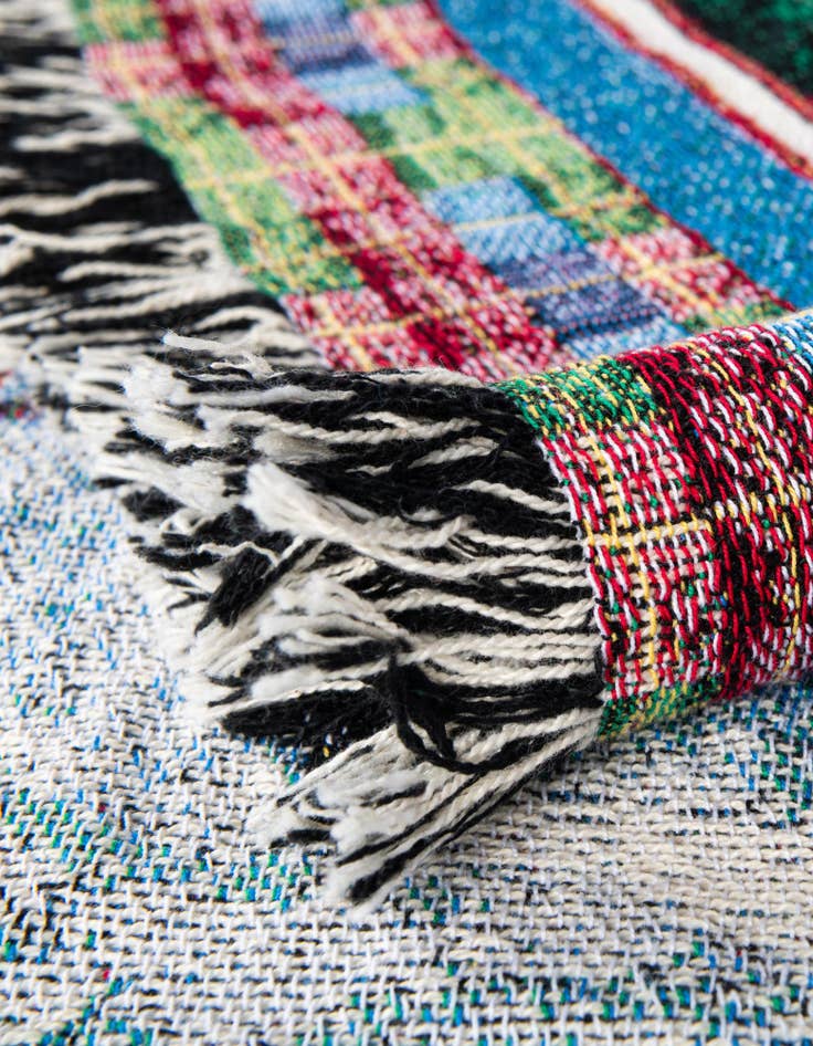 Detail image of 4' 6 x 6' Plaid Snowman Throw Blanket