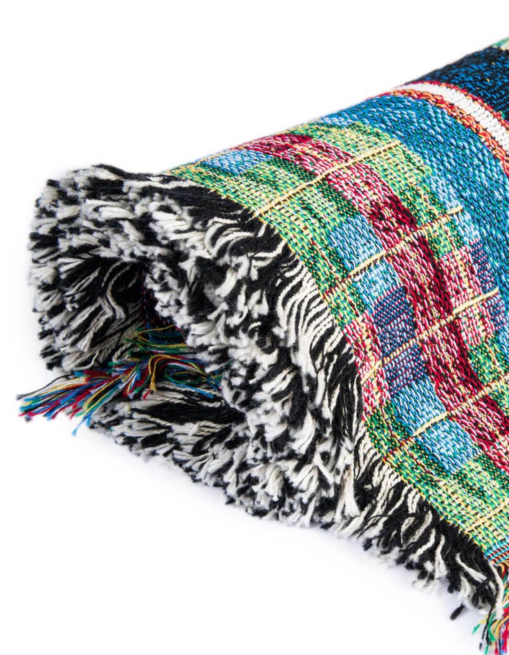 Detail image of 4' 6 x 6' Plaid Snowman Throw Blanket