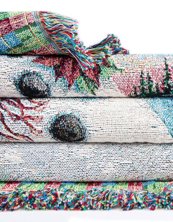 Detail image of 4' 6 x 6' Plaid Snowman Throw Blanket