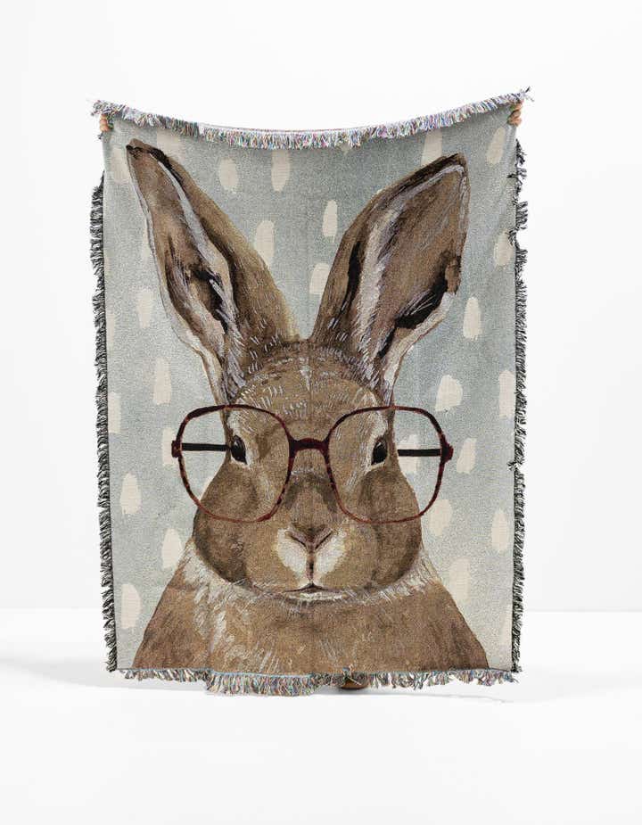 Manta decorativa Bunny with Glasses 135cm x 185cm