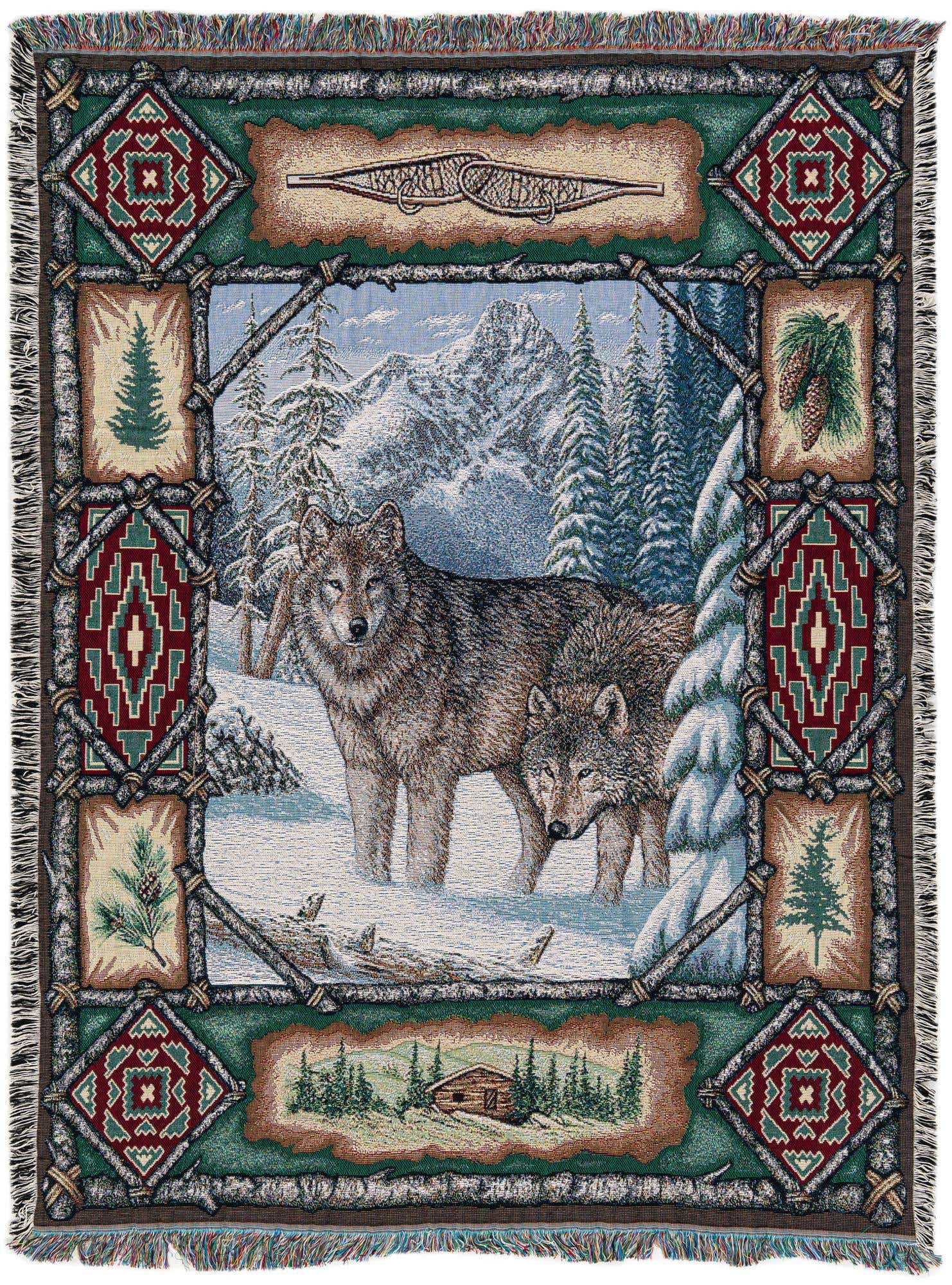 4' 6 x 6' Wolf Lodge Throw Blanket