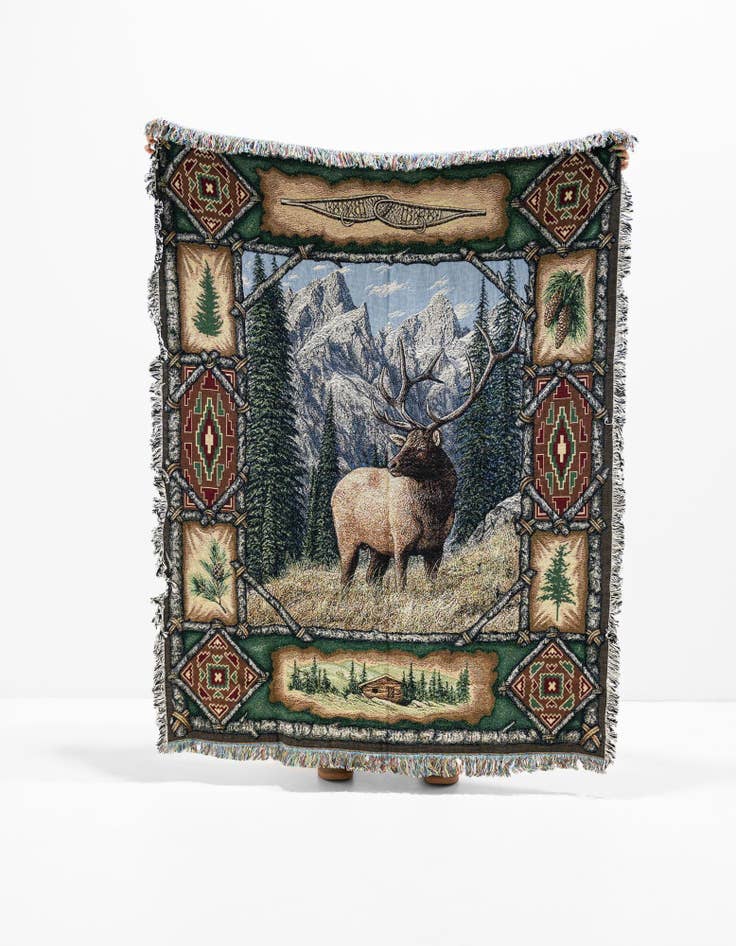 Detail image of 4' 6 x 6' Elk Lodge Throw Blanket