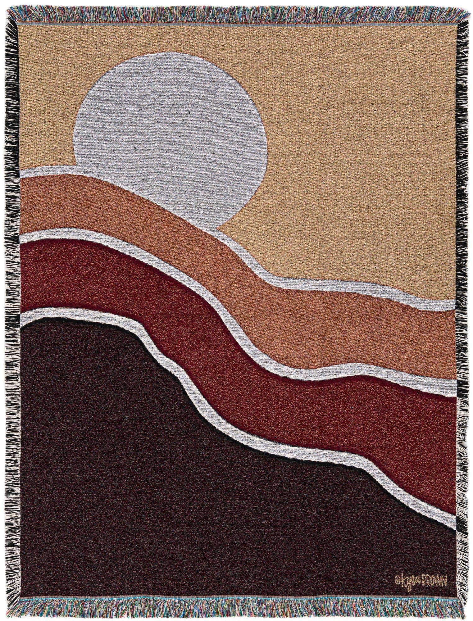 4' 6 x 6' 70's Sunset Throw Blanket