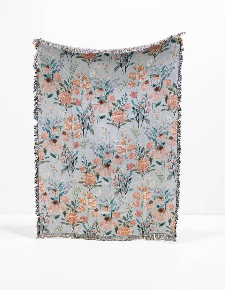 Detail image of 4' 6 x 6' Floral-Pink Bloom Throw Blanket