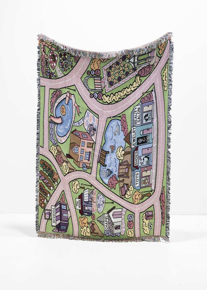 4' 6 x 6' Road Play Mat Pink Throw Blanket