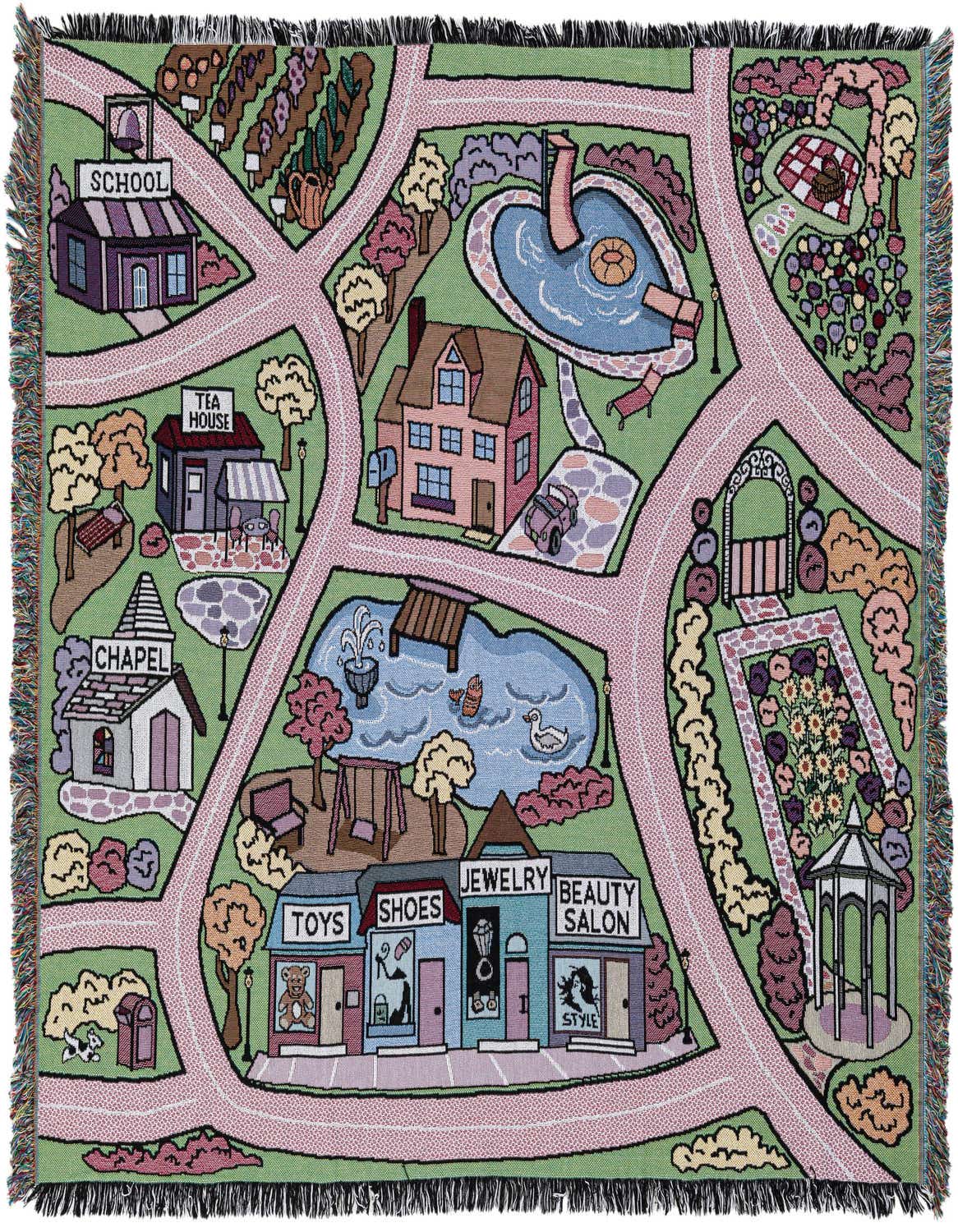 Primary image 4' 6 x 6' Road Play Mat Pink Throw Blanket