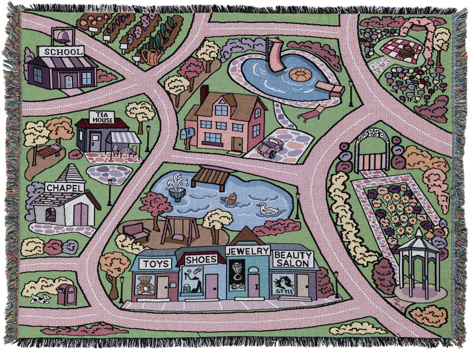 4' 6 x 6' Road Play Mat Pink Throw Blanket
