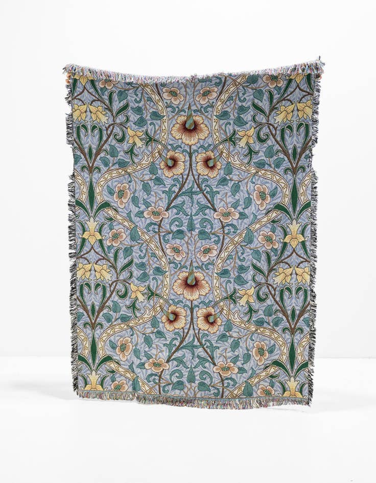Detail image of 4' 6 x 6' William Morris Daffodil Throw Blanket