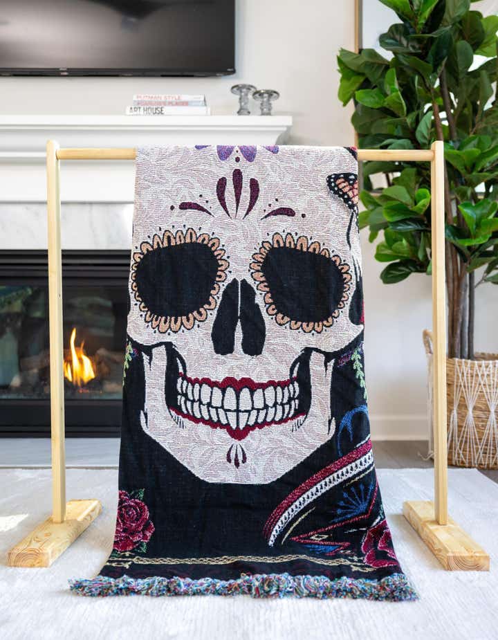 4' 6 x 6' Day of the Dead Throw Blanket