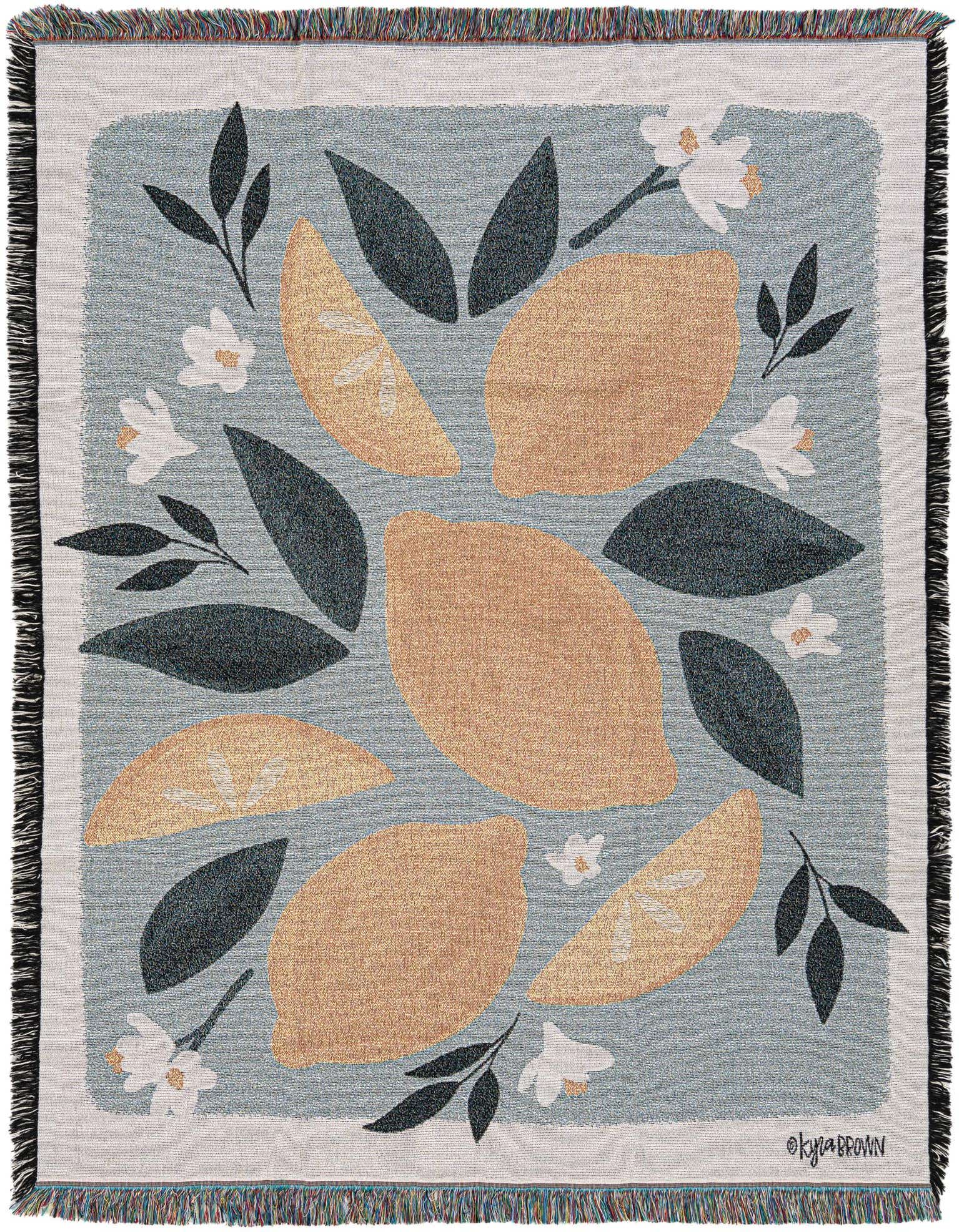 Primary image 4' 6 x 6' Pastel Lemons Throw Blanket