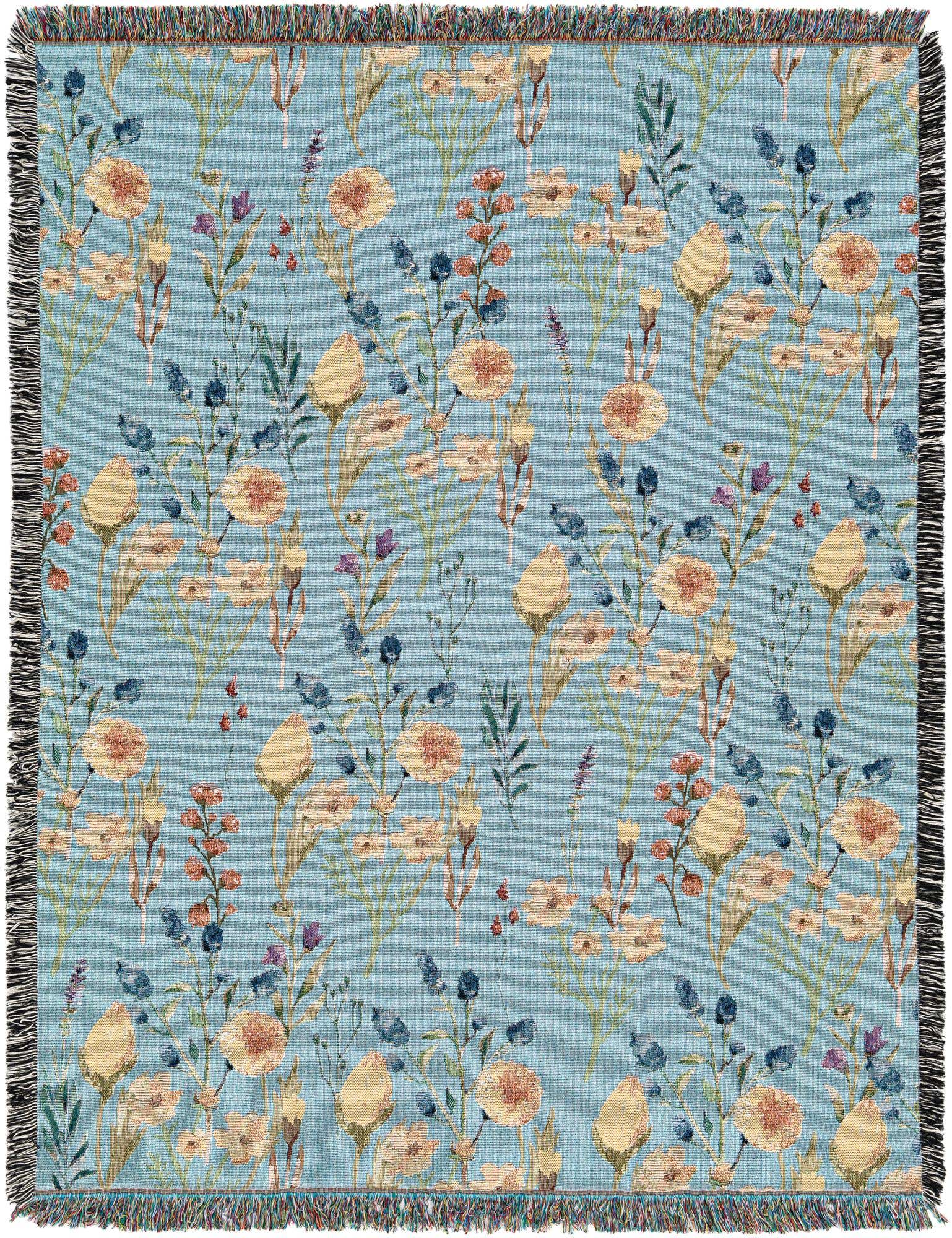 4' 6 x 6' Floral-Yellow Bloom Throw Blanket