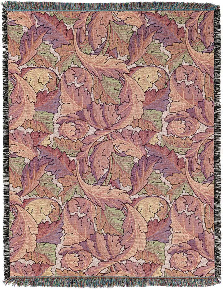 4' 6 x 6' William Morris Acanthus Leaves Sherbet Throw Blanket