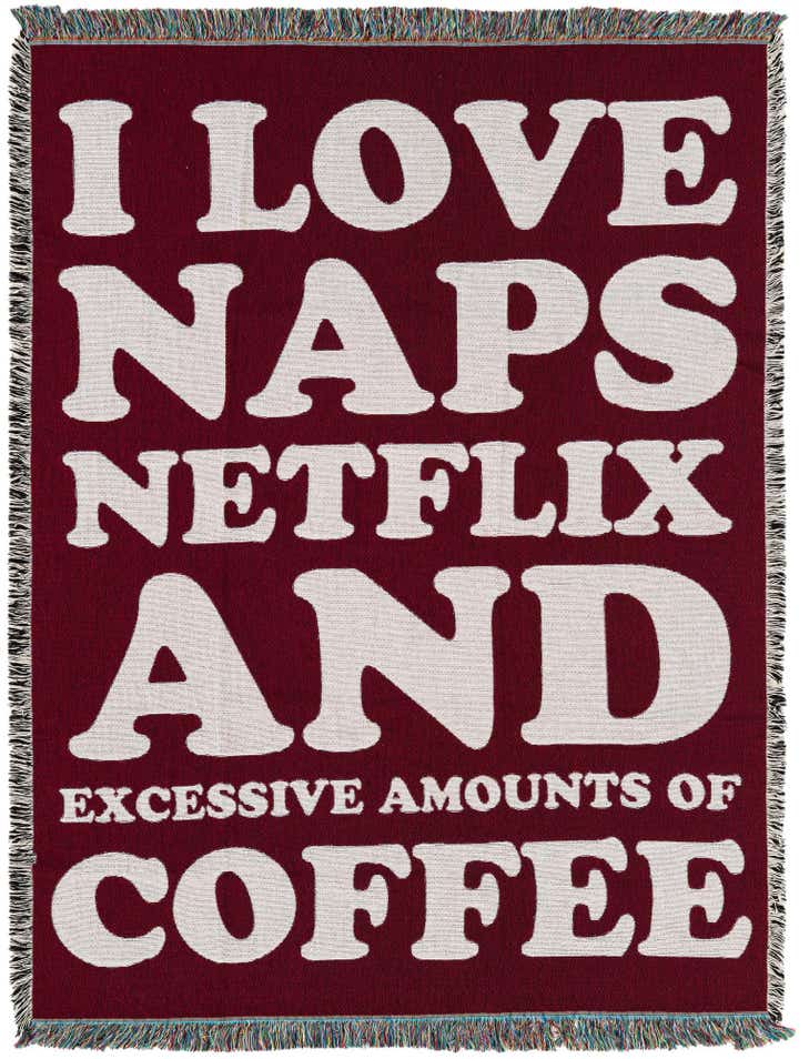 4' 6 x 6' Love Netflix Coffee Throw Blanket