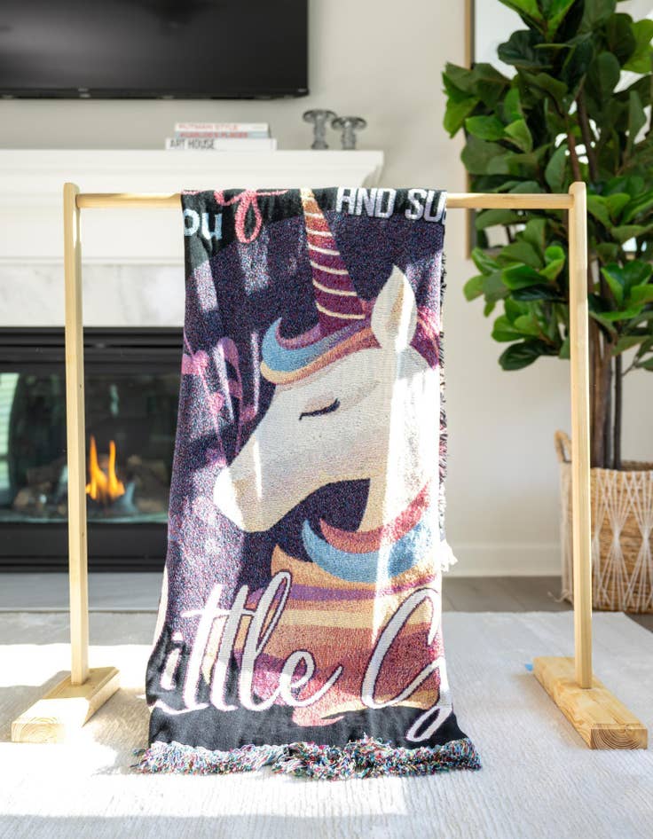 Detail image of 4' 6 x 6' To My Daughter Colorful Unicorn Throw Blanket