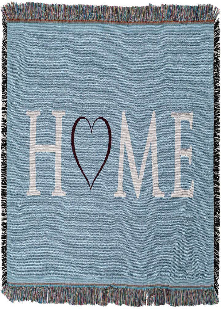 4' 6 x 6' Home Heart Teal Throw Blanket