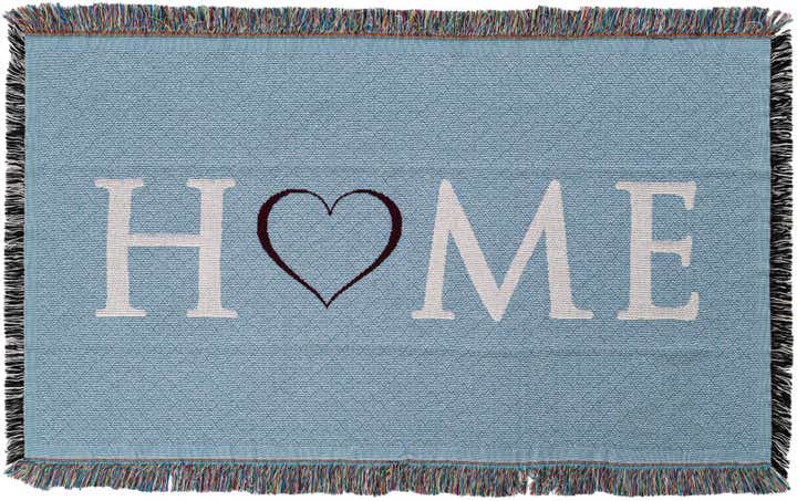 135cm x 185cm Home Heart Teal Throw Blanket