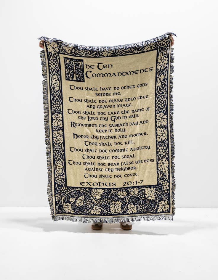 Detail image of 4' 6 x 6' Ten Commandments Natural Throw Blanket