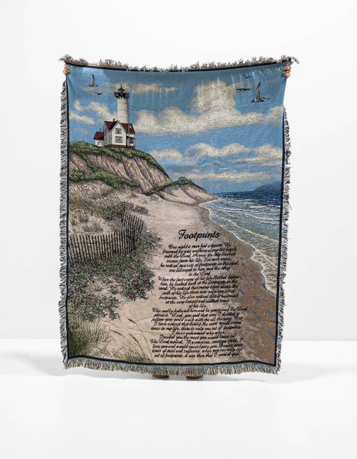 Detail image of 4' 6 x 6' Footprints Throw Blanket