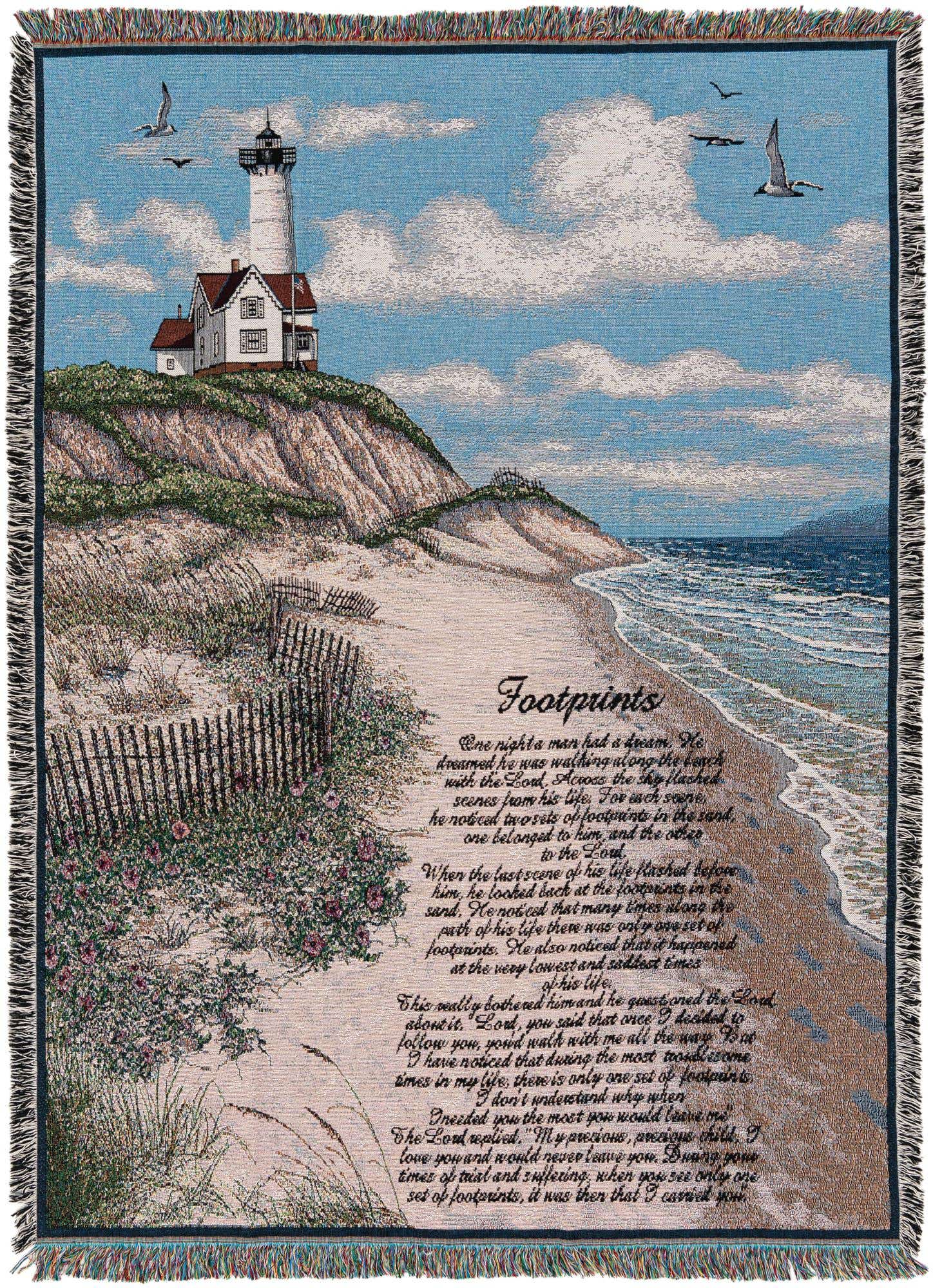 4' 6 x 6' Footprints Throw Blanket
