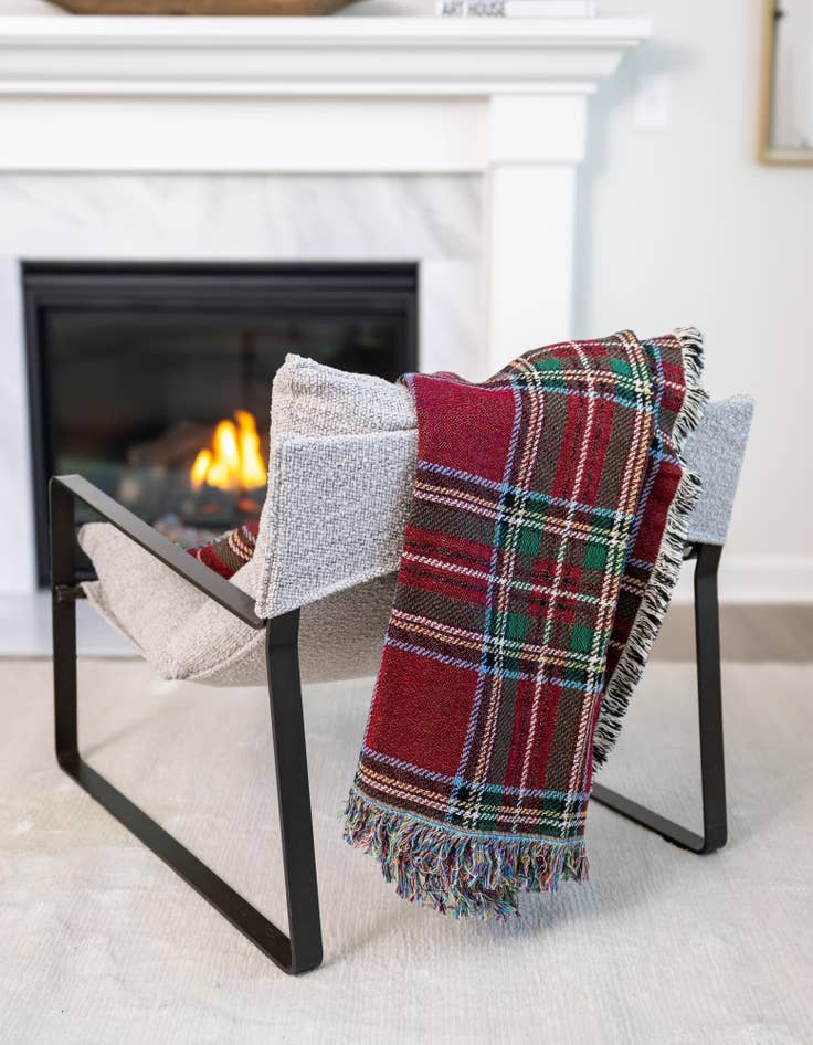 Detail image of 4' 6 x 6' Stewart Royal Plaid Throw Blanket