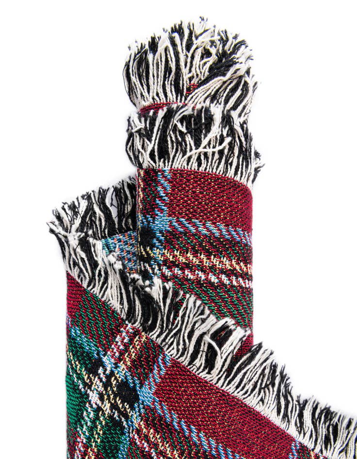 Detail image of 4' 6 x 6' Stewart Royal Plaid Throw Blanket