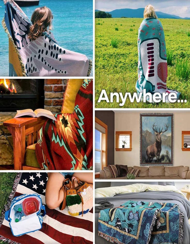 Detail image of 4' 6 x 6' Hunters Pace Equestrian Decor Throw Blanket