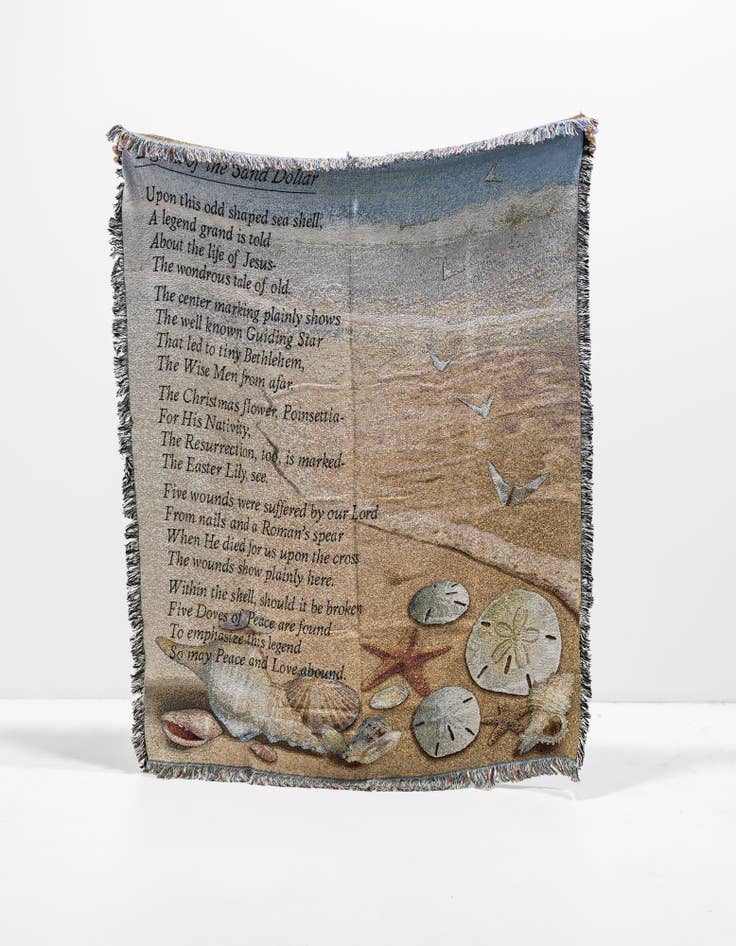 Detail image of 4' 6 x 6' Legend of the Sand Dollar Throw Blanket