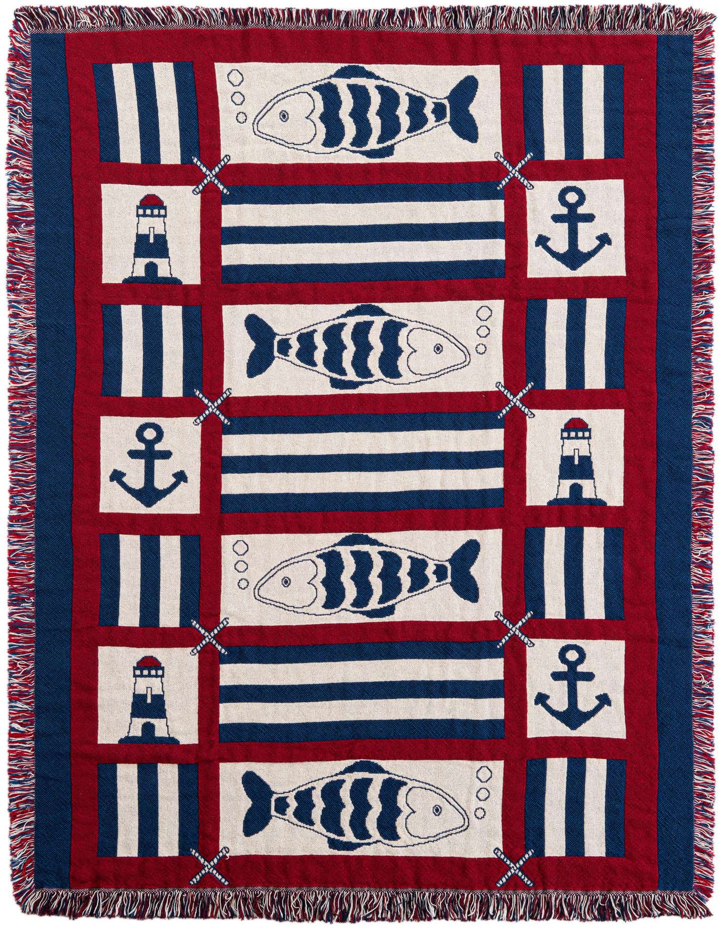 Primary image 4' x 5' 9 Nautical Fish Throw Blanket