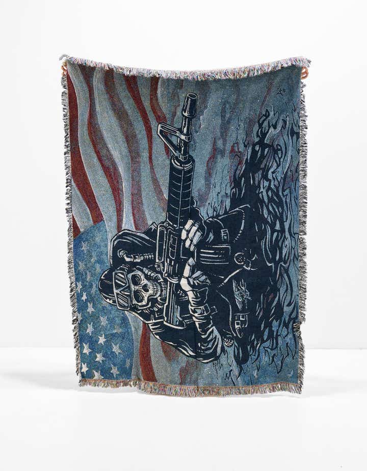 4' 6 x 6' US Navy Seal Skeleton Throw Blanket