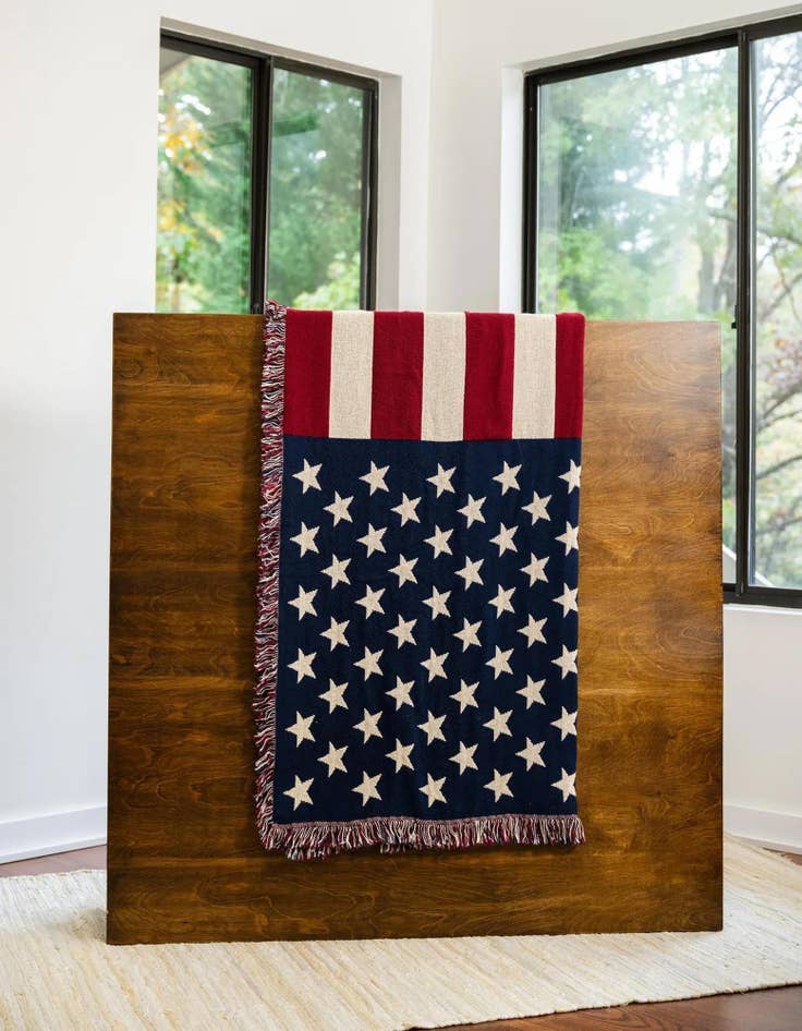 Detail image of 4' 6 x 6' American Flag Throw Blanket