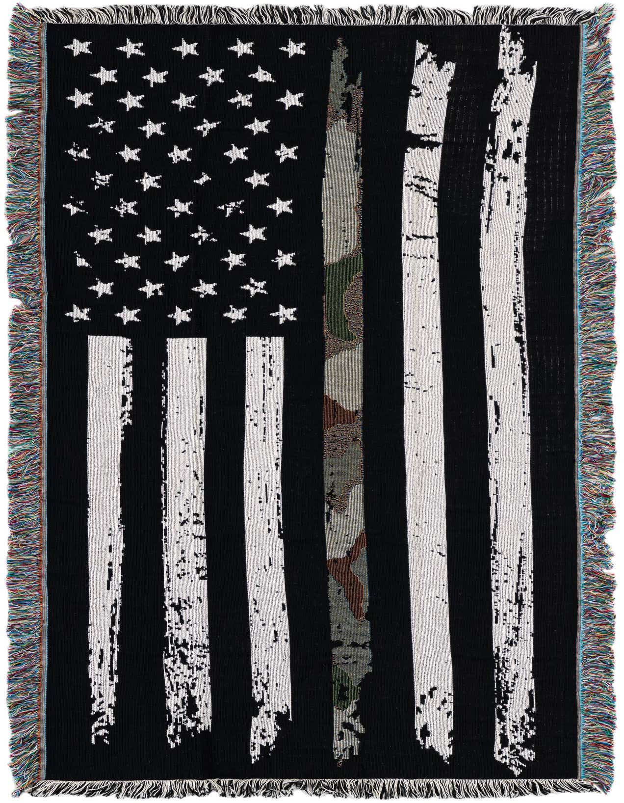 Primary image 4' 6 x 6' Camo Stripe Flag Throw Blanket