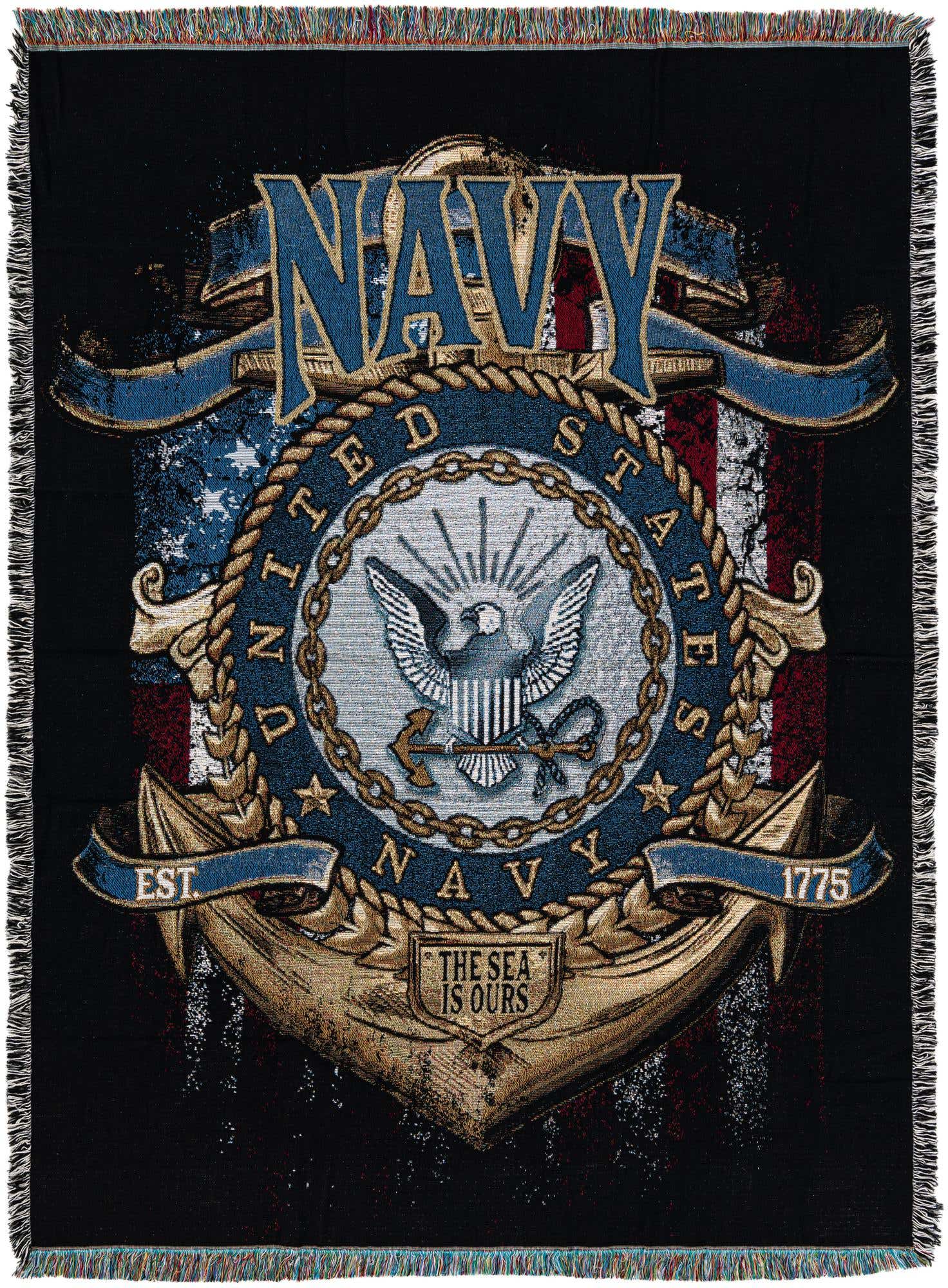 4' 6 x 6' Navy Strong Throw Blanket