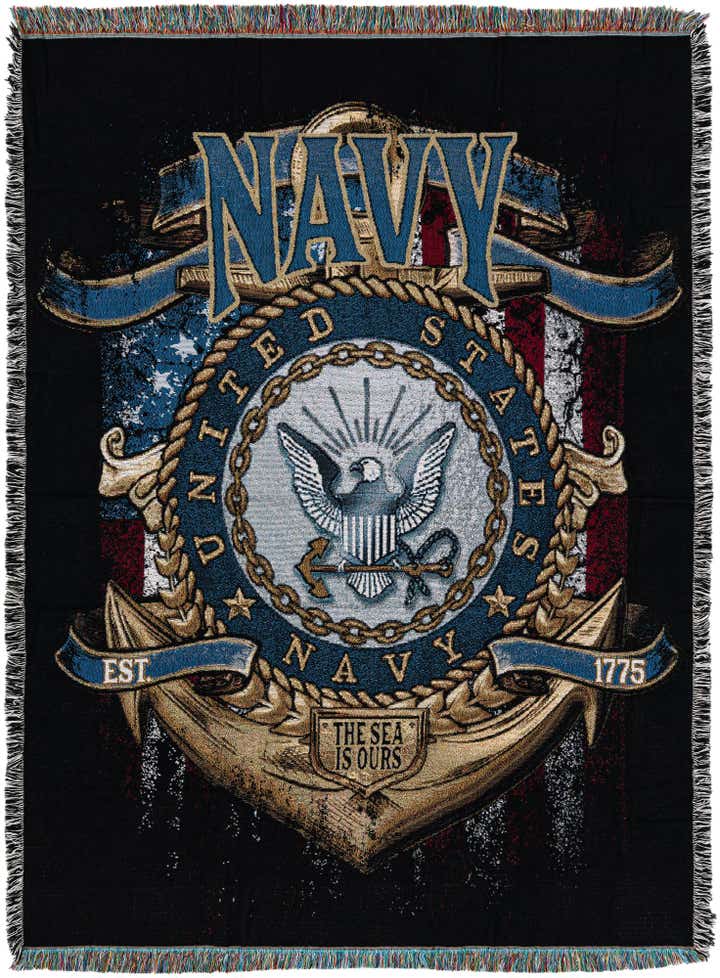 4' 6 x 6' Navy Strong Throw Blanket